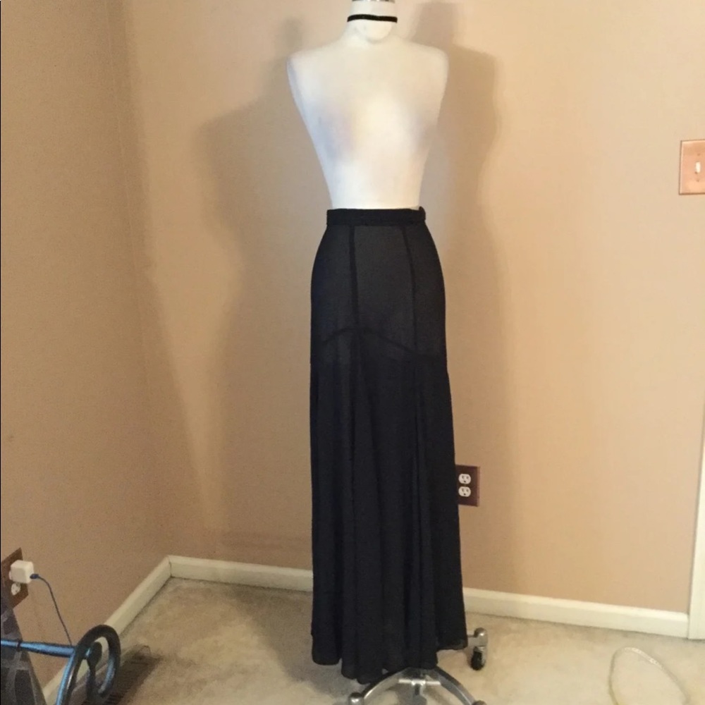 Kimchi Blue Sheer Black Flowy Gypsy maxi skirt 2XS
